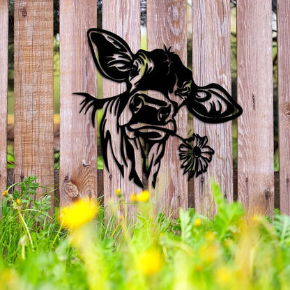 1 Pc，Metal Cow Wall Art Hanging Decorations, Black Cow Wall Decor Home Sign