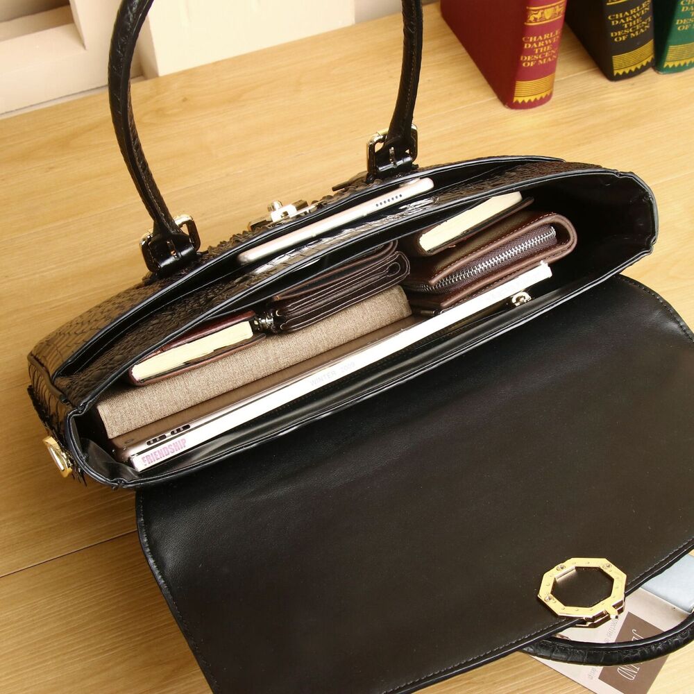 Top Cowhide Crocodile Alligator Printing Handbag Men's Luxury Business Briefcase