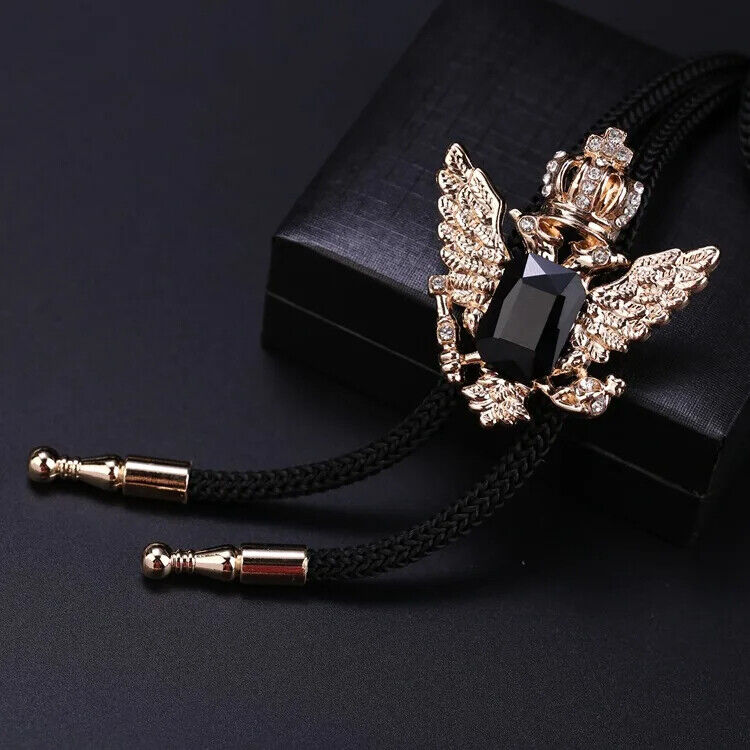 Men Bolo Tie Polyester Semi Precious Stone Pendant Suit Shirt Collar Accessories