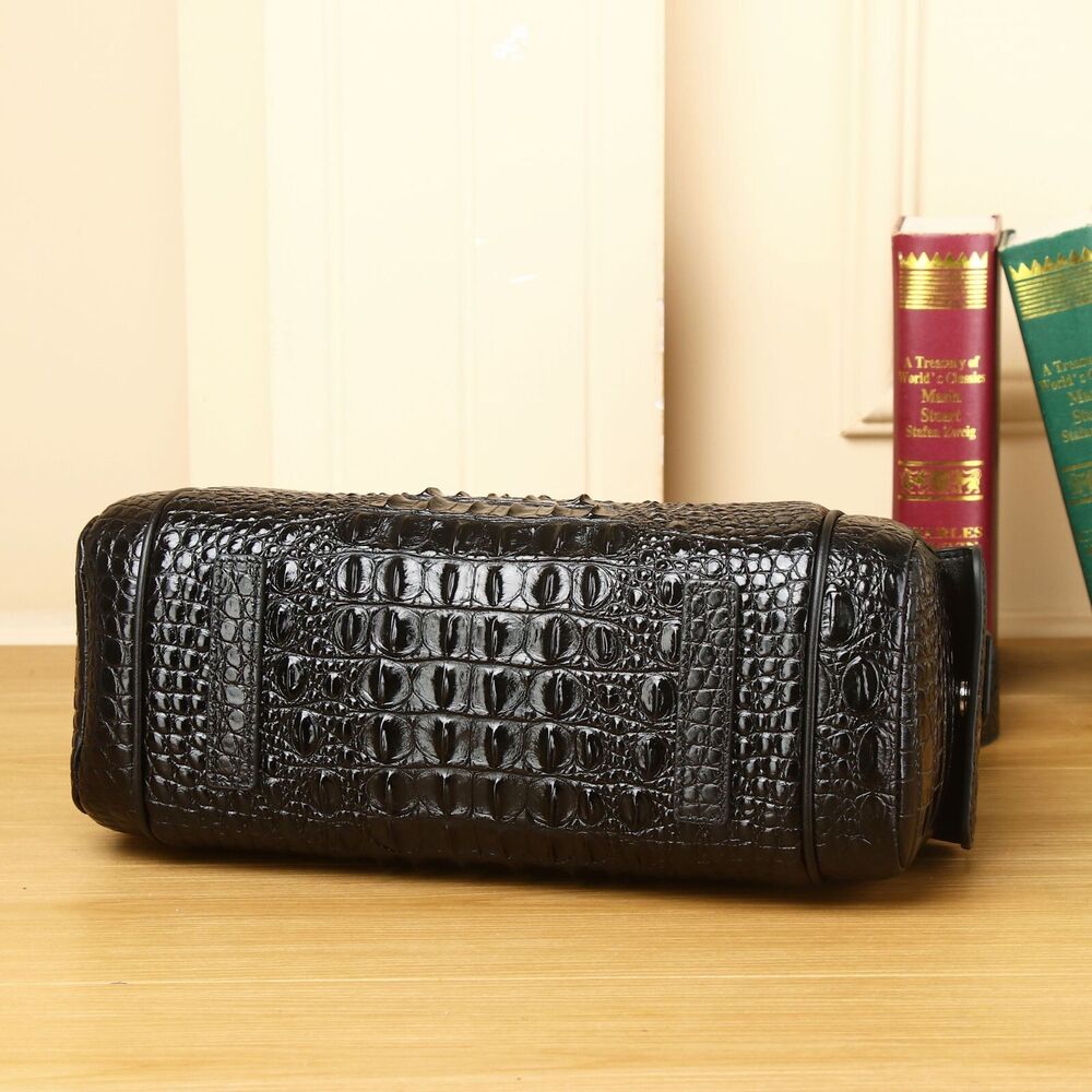 100% Real Leather Shoulder Bag, Designer Crocodile Embossed Sling Bag for Travel