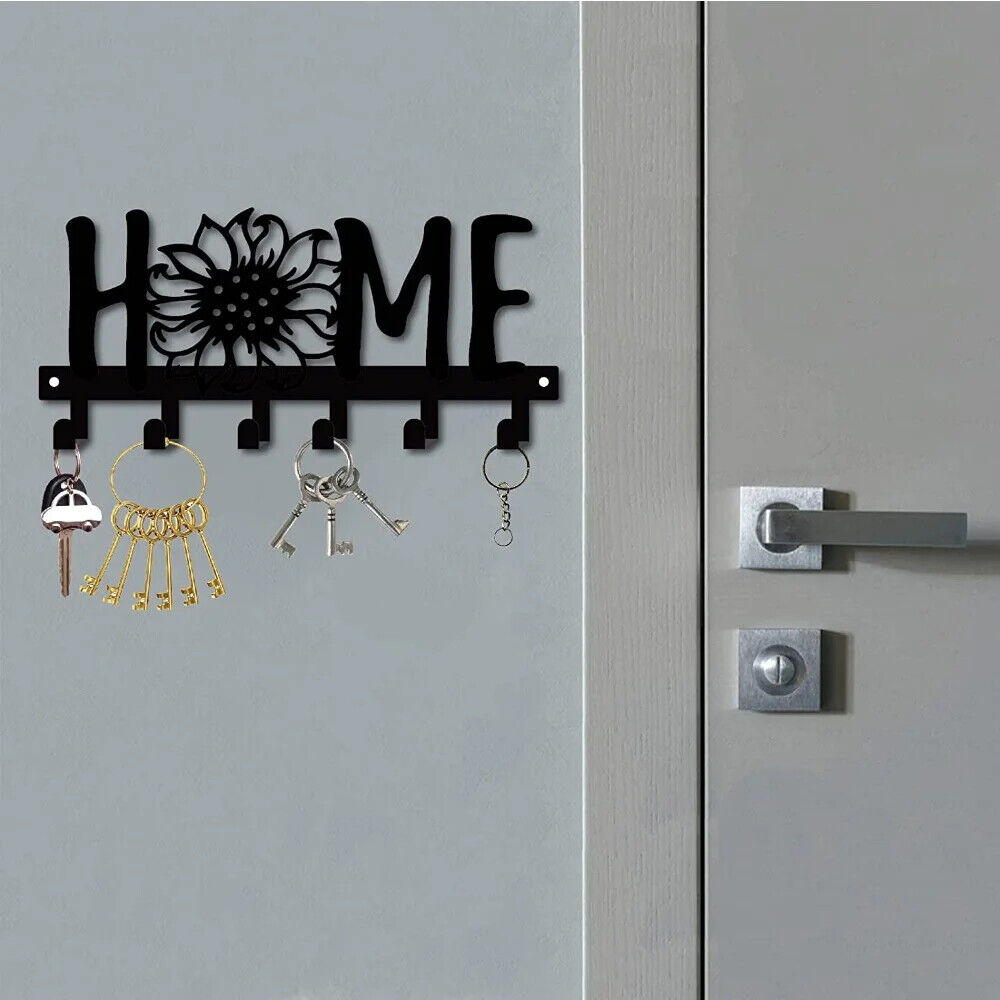 1pc Sunflower and Letter Design Metal Key Holder for Wall - Multi-Purpose Porch