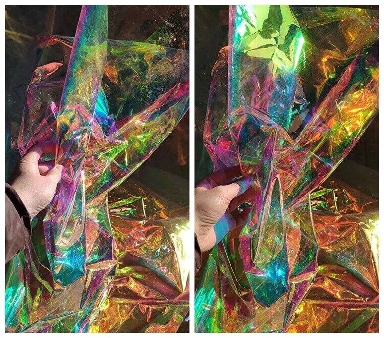 0.2mm Iridescent TPU Fabrics Laser 50x100cm PVC Plastic Film Designer Art Decors