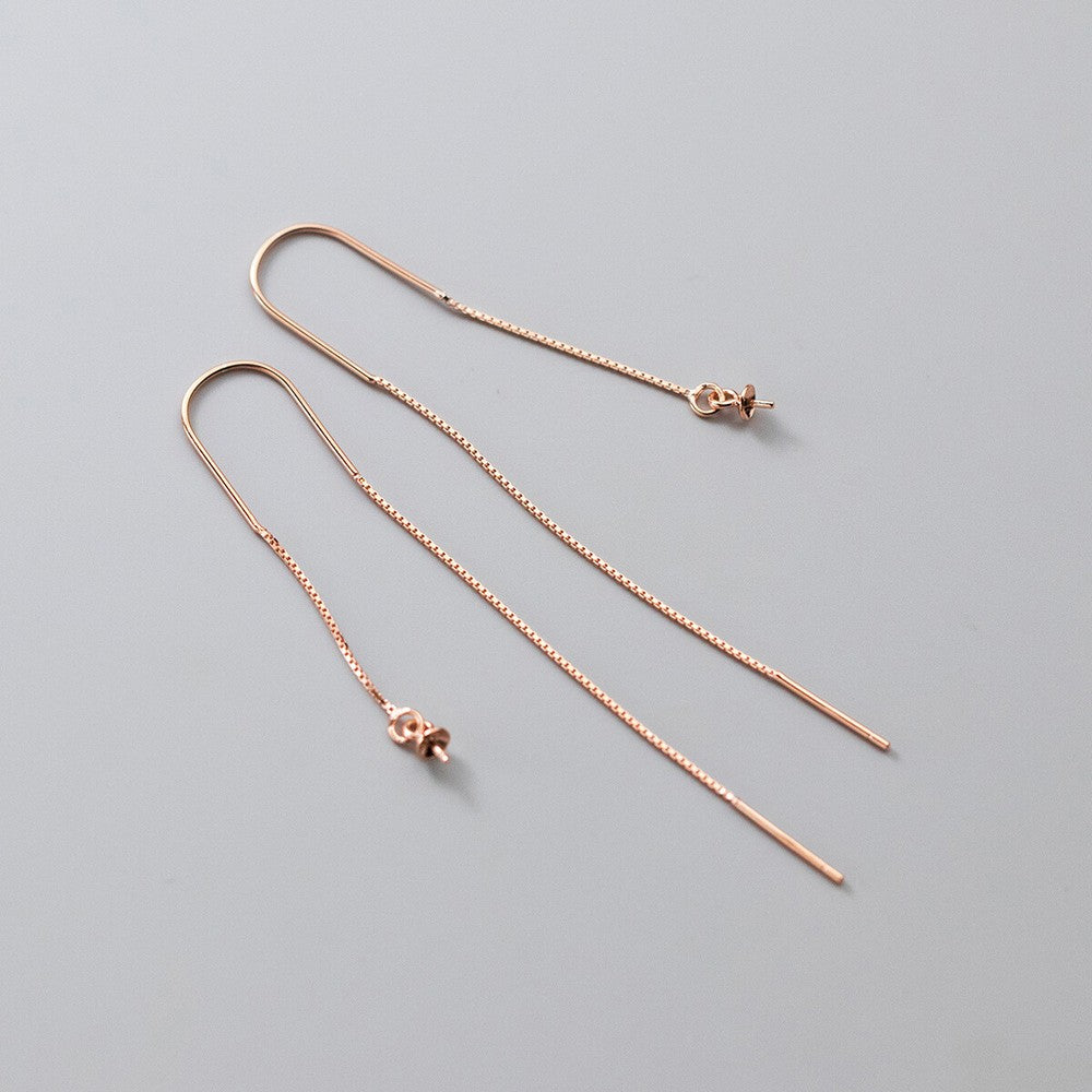 925 Sterling Silver Threader Ear Thread Earrings with Peg Cap DIY Findings