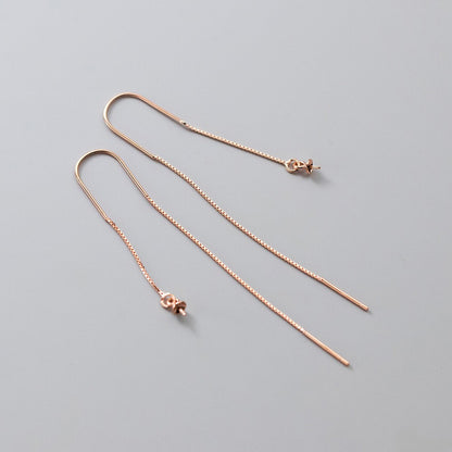 925 Sterling Silver Threader Ear Thread Earrings with Peg Cap DIY Findings