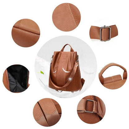 Women's Ladies Rucksack Anti-theft Bag PU Leather Backpack School Bag Handbag