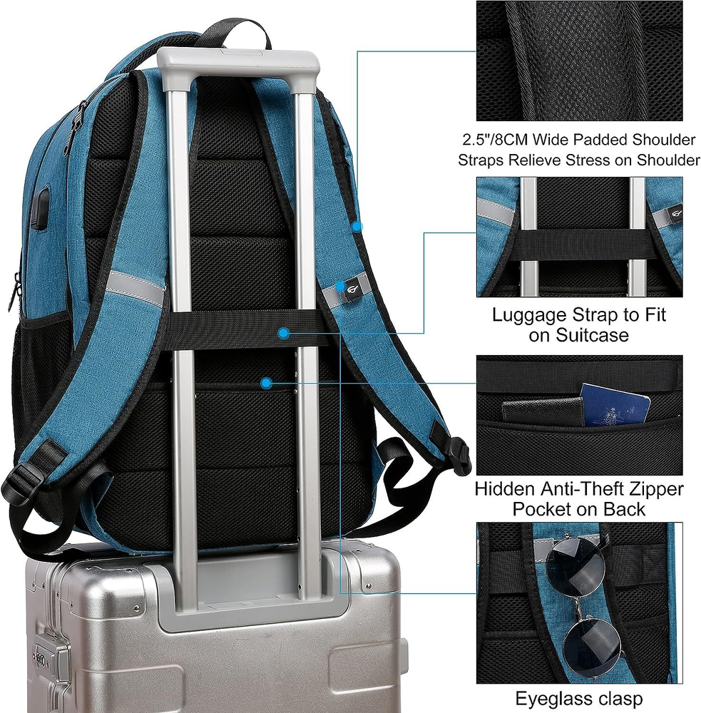 CAFELE Backpack,Bookbag for Men and Women, 17.3 17.3inch, Inch-lake Blue