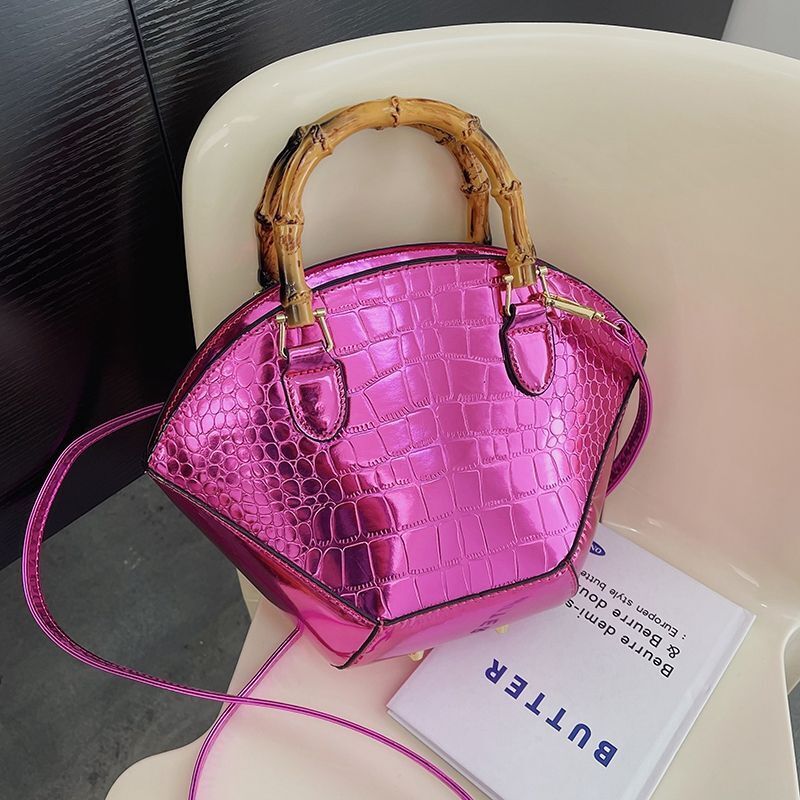 Handbags Vintage Bamboo Handle Bag Gold Silver Evening Clutch Crossbody Purses
