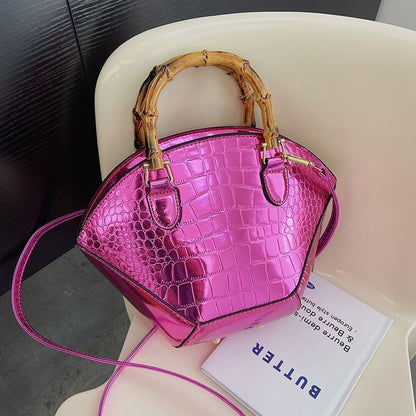 Handbags Vintage Bamboo Handle Bag Gold Silver Evening Clutch Crossbody Purses