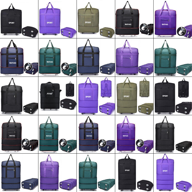 Large Capacity Foldable Luggage Trolley Bags Oxford Expendable Wheel Travel Bags