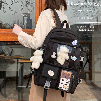 Backpack School Bags Multi Pockets Cute Nylon Polyester Softback 31*14*44CM Blue