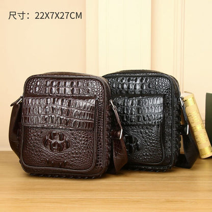 Top Cow Leather Crocodile Embossed, Black Men's Business Shoulder/Messenger bags