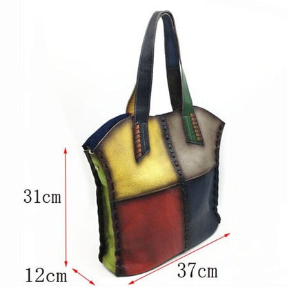 Women's Genuine Leather Multi-color (random) Handbag Satchel Tote Shoulder Bag