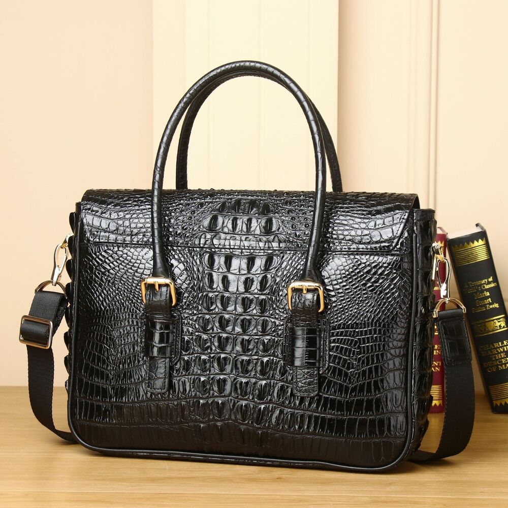Top Cowhide Crocodile Alligator Printing Handbag Men's Luxury Business Briefcase