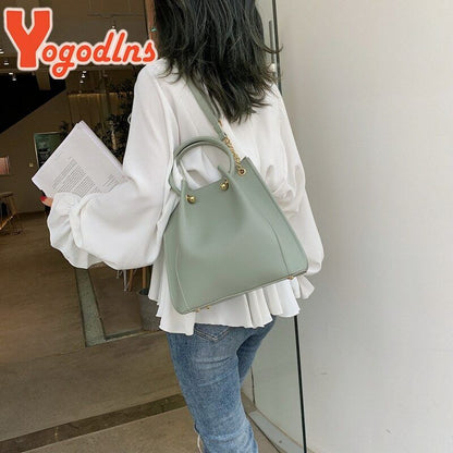 Fashion Handbags Large Capacity PU Leather Bucket Crossbody Bag Shoulder Bag