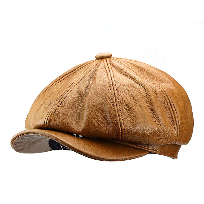 Men Real Leather Beret autumn Winter Hats Painter Newsboy Cap Vintage Style Hat