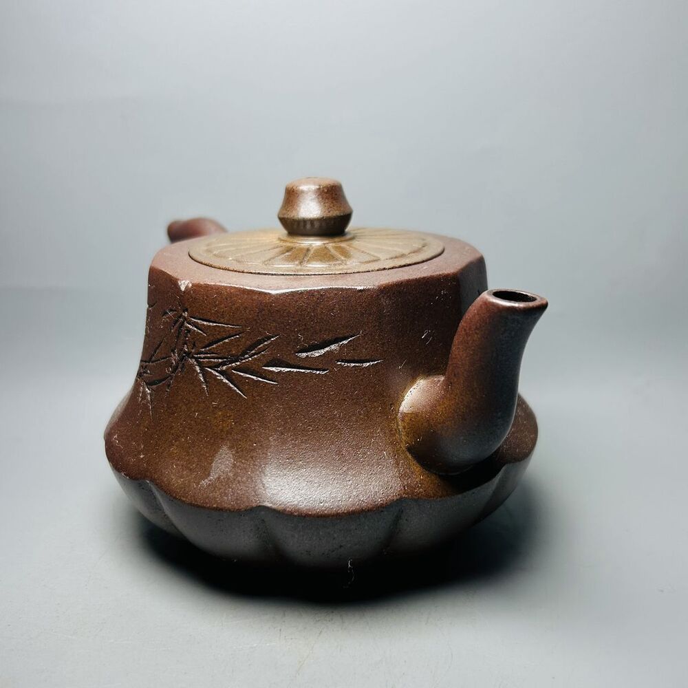 Vintage Chinese Yixing Purple Clay Teapot Zisha Ceremony Carving Collectible Art