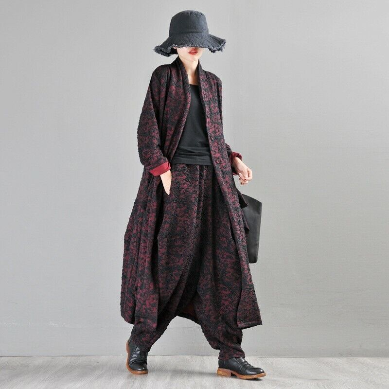 Ethnic Women Retro Jacquard Thick Bloomers Baggy Harem Pants Loose Fit Leisure L
