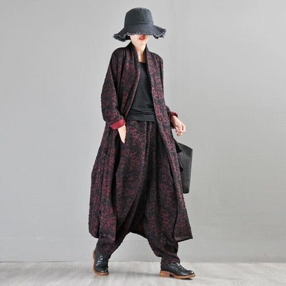 Ethnic Women Retro Jacquard Thick Bloomers Baggy Harem Pants Loose Fit Leisure L