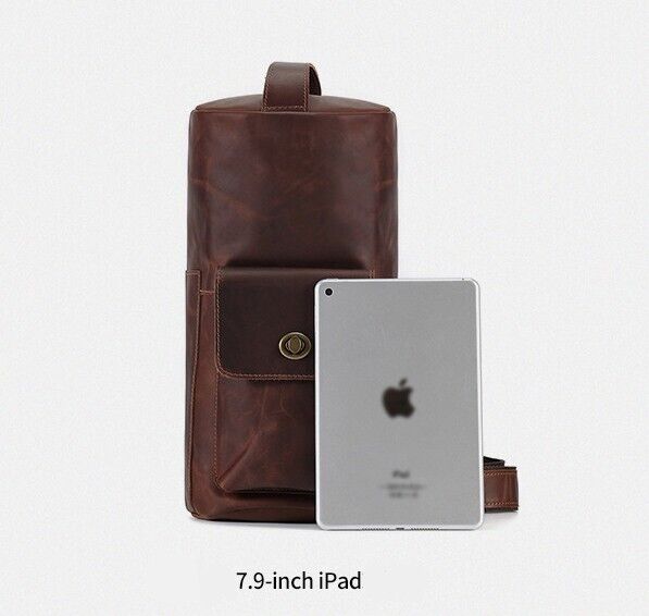 Men's Sling Backpack, Crazy Horse Leather Large Capacity Chest Bag Crossbody Bag