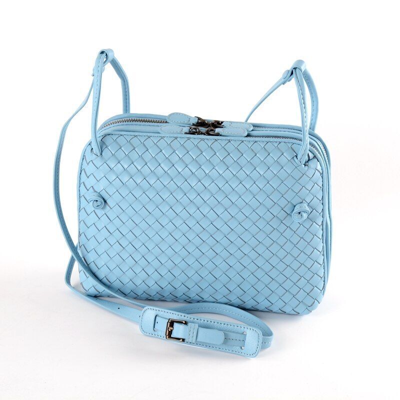 Handbag Handmade Double Zipper Shoulder Bag Genuine Leather Crossbody Purse 1 PC