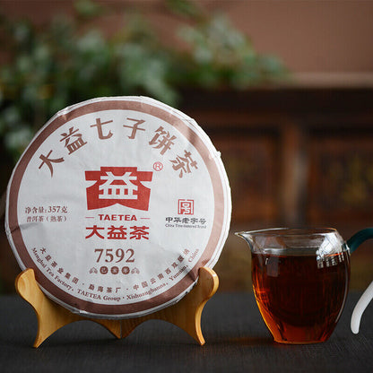 2019 TAETEA Chinese Shu Pu-erh Tea Dayi 7592 Chi Tse Beeng 1901 Ripe Puer 357g