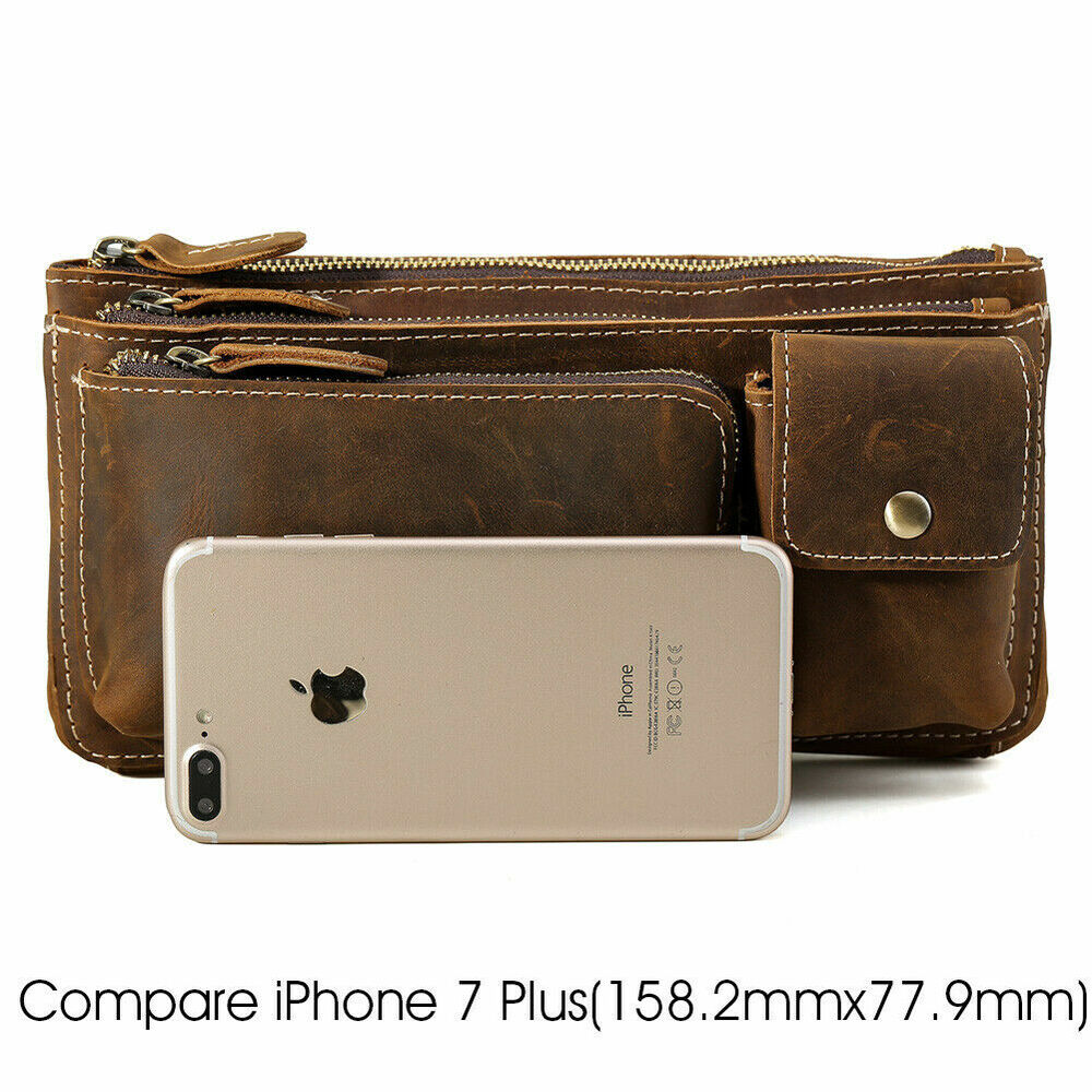 Mens Leather Waist Bag Fanny Belt Pack Sports Travel Running Pouch Sling Bum Bag