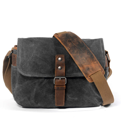 Professional Waterproof Oil Wax Canvas Camera Bag Men's Retro Sling Shoulder Bag