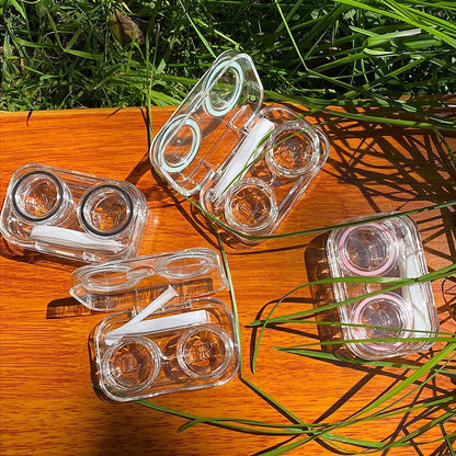 Contact Lens Cases Plastic Colorful Container Holder Portable Soak Storage Boxes