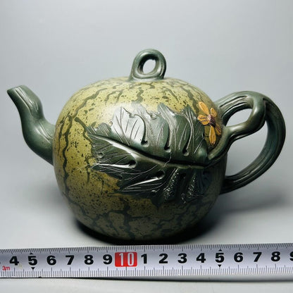 Vintage Chinese Yixing Purple Clay Teapot Zisha Ceramic Watermelon Teaware Large