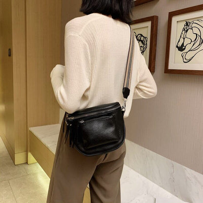 Crossbody Bag Pu Leather Bags Ladies Zipper Wide Shoulder Woman Bag Female Bags
