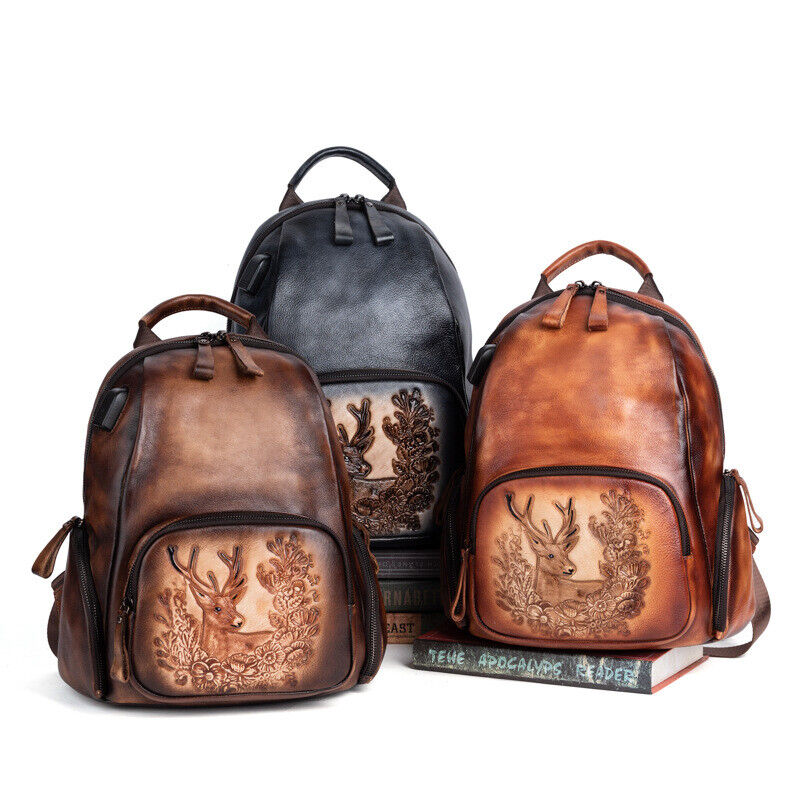 New Designer Women's Backpack, Top Real Leather Retro Travel Backpack School Bag