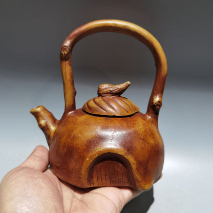 Chinese Yixing Zisha Clay Handmade Exquisite Teapot（供春提梁 底款：供春）