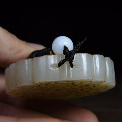 Chinese Natural Hetian Jade Carved Dragon Phoenix Statue Lucky Pendants Jewelry