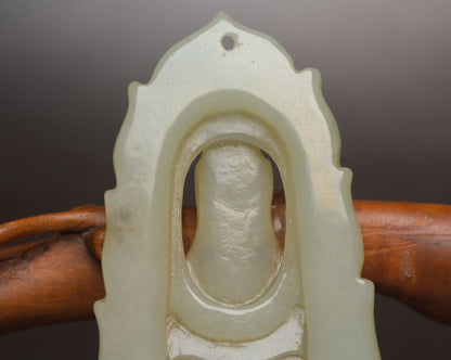 Chinese Natural Hetian Jade Carving Kwan Yin Statue Lucky Jade Pendant Jewelry