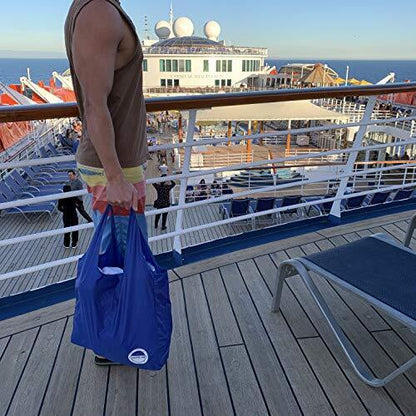 Collapsible Travel Tote Bag for Cruise, Beach, Shopping & Large, Blue