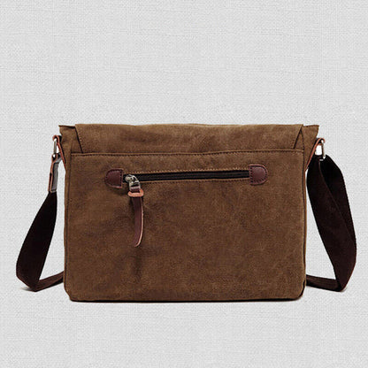Men Sling Shoulder/Messenger Bag Canvas&Leather 12" Business Casual Daypack
