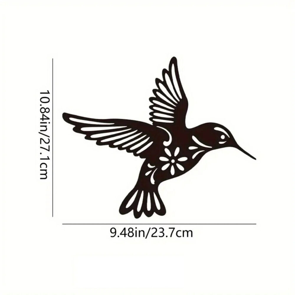 1pc Metal Hummingbird Wall Art Decor, Hollow Out Iron Bird Sculpture Waterproof