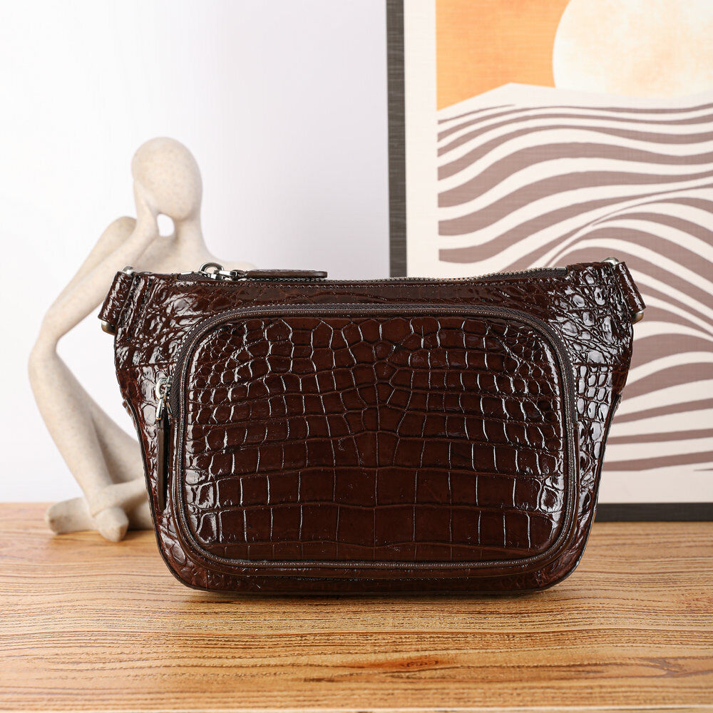 Real Crocodile Alligator Skin Leather Men's Crossbody Bag Luxury Sling Backpack
