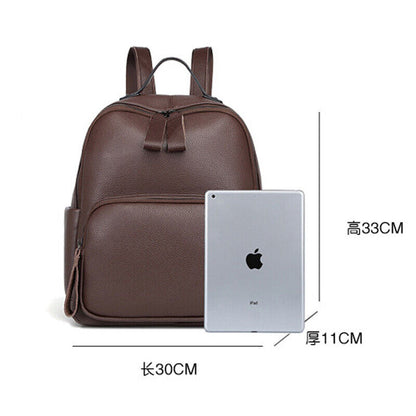 100% Genuine Leather Women's Zipper Backpack Travel Bag Vintage Rucksack Bag