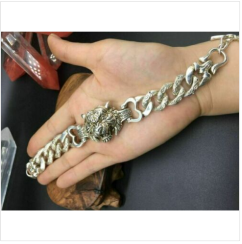 Chinese tibet silver Bracelet Fashion evil person statue gift decorate