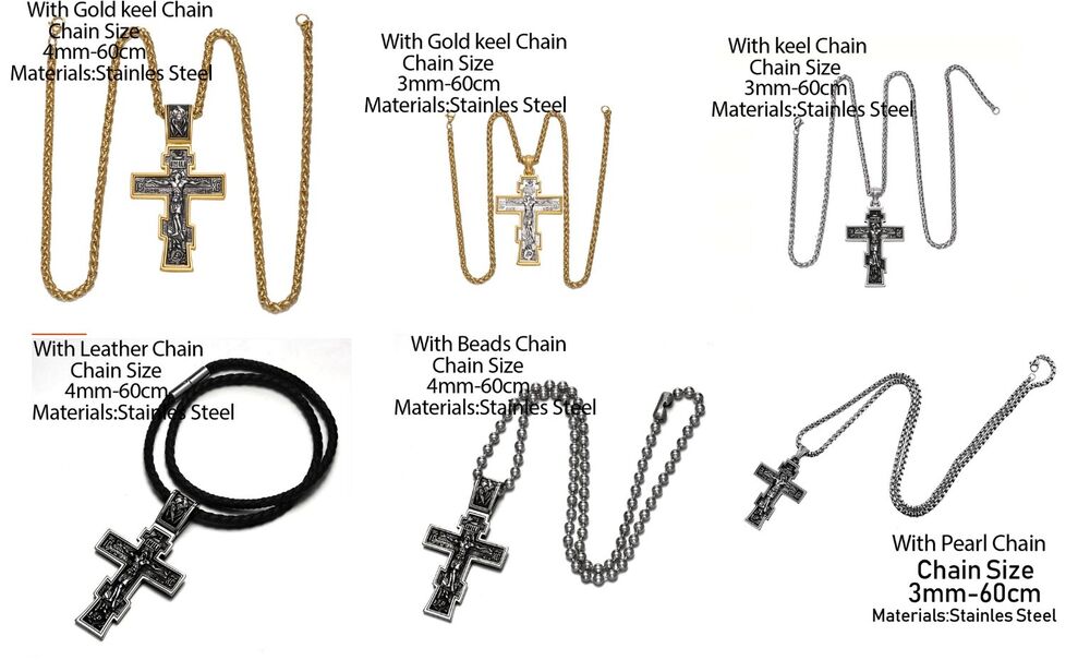 Men Jesus Cross Pendant Chain Necklace Stainless Steel Crucifix Fashion Jewelry