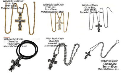 Men Jesus Cross Pendant Chain Necklace Stainless Steel Crucifix Fashion Jewelry