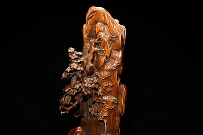 China Boxwood Carving Damo Buddha Statue Sculptures Wooden Figurines Decor Home