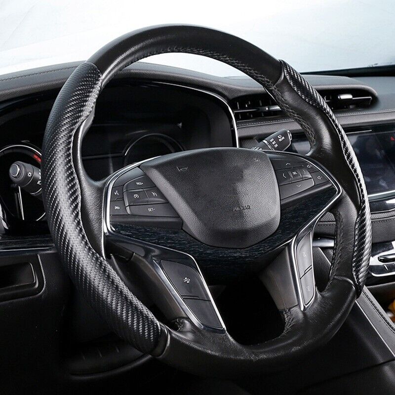 2x Carbon Fiber Universal Car Steering Wheel Booster Cover Non-Slip Accessories