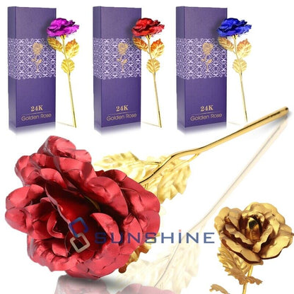 Gold Plated Real Rose 24K Dipped Flower Valentine's Day Love Gift For Her Decor