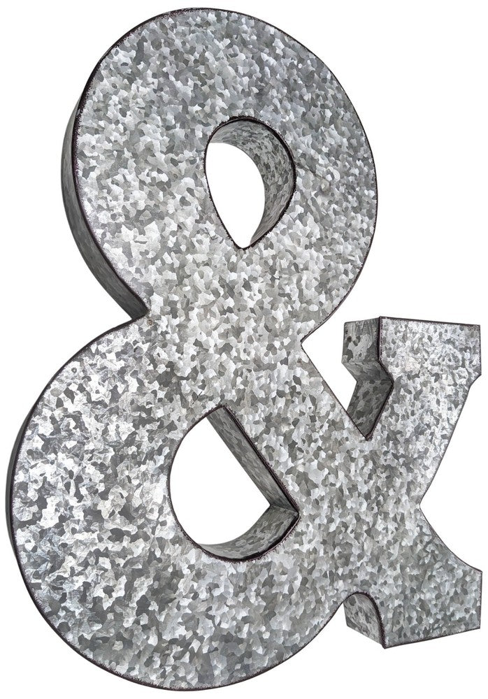 Huge 20" Metal Letter Hanging Wall Décor, Galvanized Metal with Rusted Edges