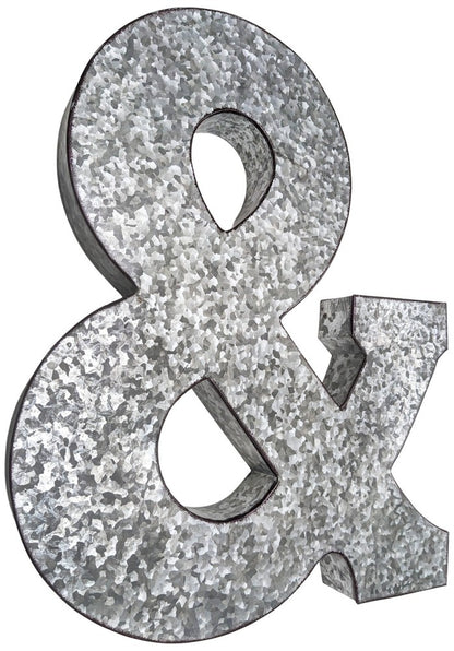 Huge 20" Metal Letter Hanging Wall Décor, Galvanized Metal with Rusted Edges