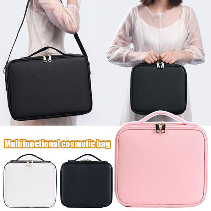 Professional Portable PU Makeup Case Travel Manicure 2 Layers Cosmetics Bags