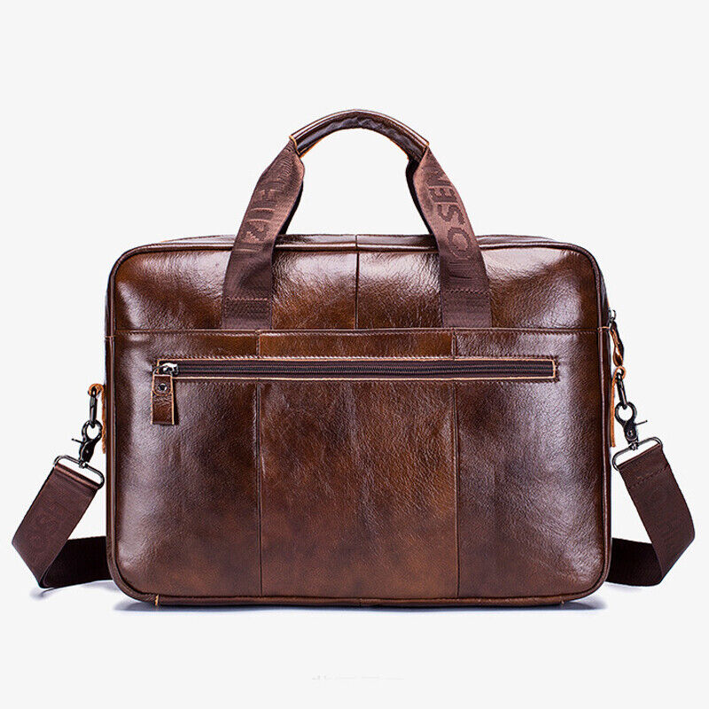 100% Genuine Leather Men's Handbags Shoulder bag 14" Laptop Business Briefcase