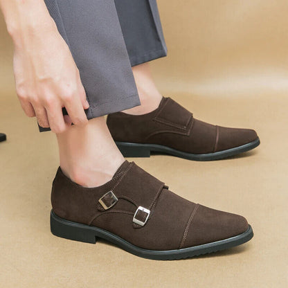 Brown Loafers Shoes Black Square Toe Slip-On Business Men Dress Shoes Size